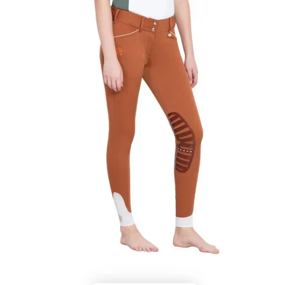 RUST George H Morris Ladies Add Back Silicone Knee Patch Breeches - Picture 2 of 6